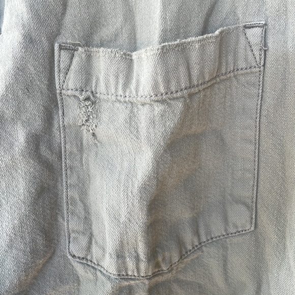 Distressed Utility Light Olive Button Up - Picture 3 of 10